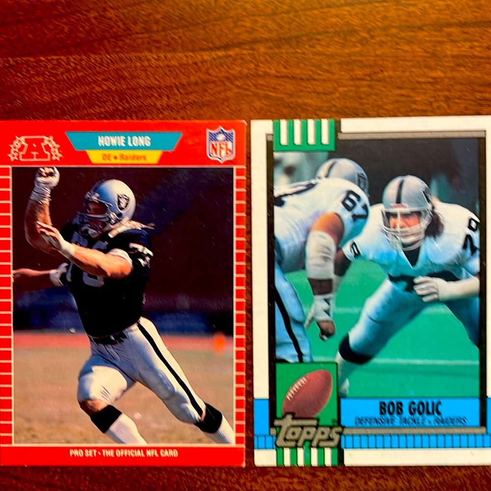 Howie Long, Bob Golic Raiders Topps card , NFL card